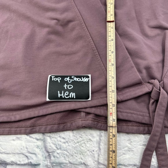 Athleta Womens Retro Terry Wrap Sweatshirt Purple Size Large Side Tie Pullover - Picture 7 of 9